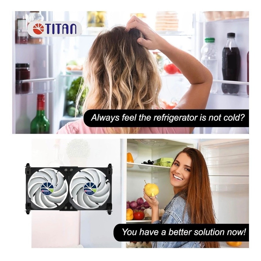 TITAN Motorhome Fridge Fan Twin 12cm IP55 Waterproof TTC-SC20(B) RV Cooling Fan